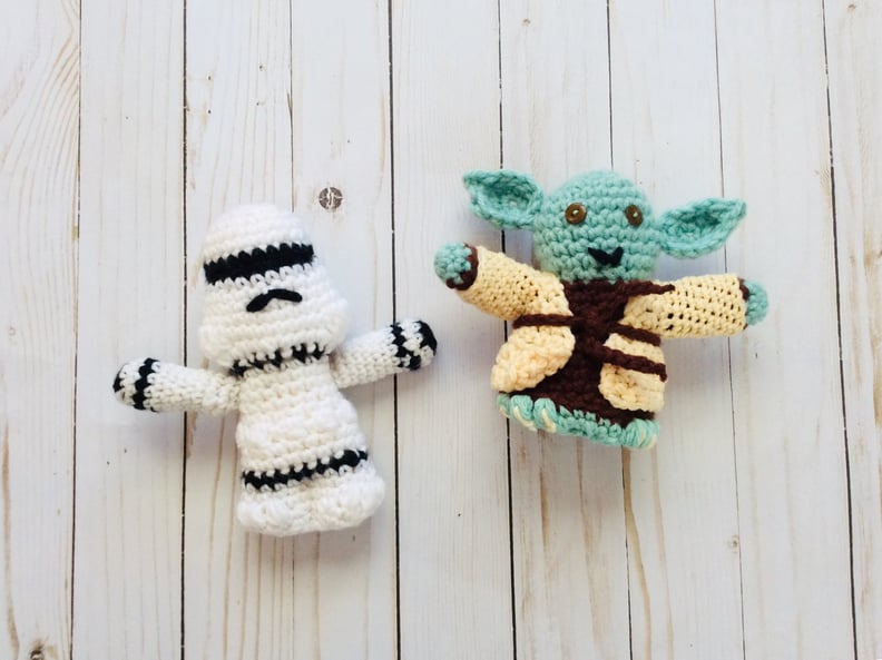 Crocheted Toy Yoda and Stormtrooper