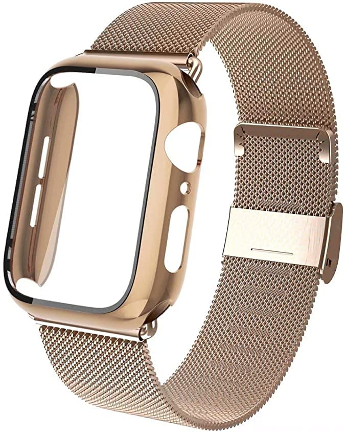 Aipeariful Stainless Steel Mesh Loop Wristband with Screen Protector Hard Case