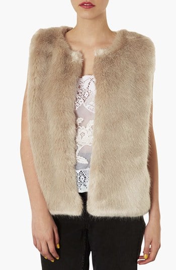 Topshop Light Tan Fur Vest