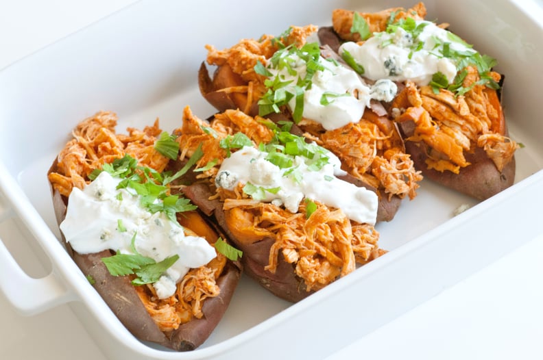 Buffalo-Chicken-Stuffed Sweet Potatoes