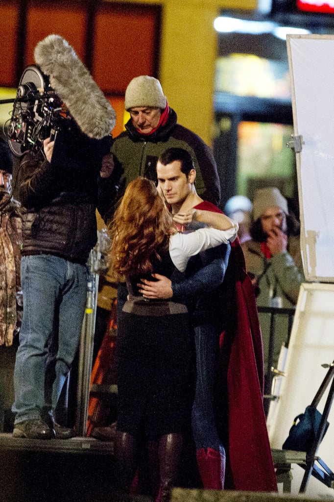 Adams as Lois Lane held onto Cavill.