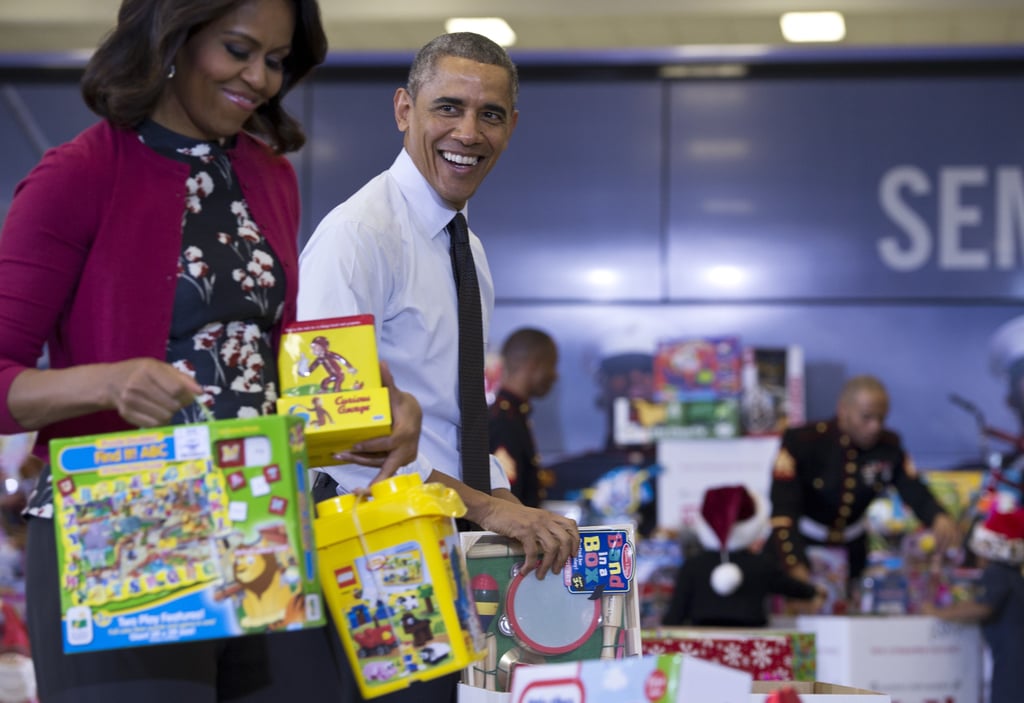 Obamas at the Marine Corps Toys For Tots Event 2014