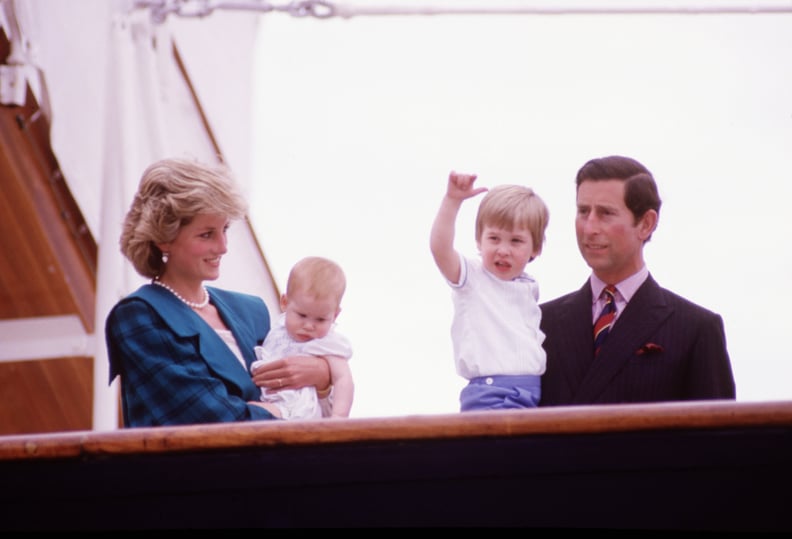 Diana, Charles, Harry, and William in Italy, 1985