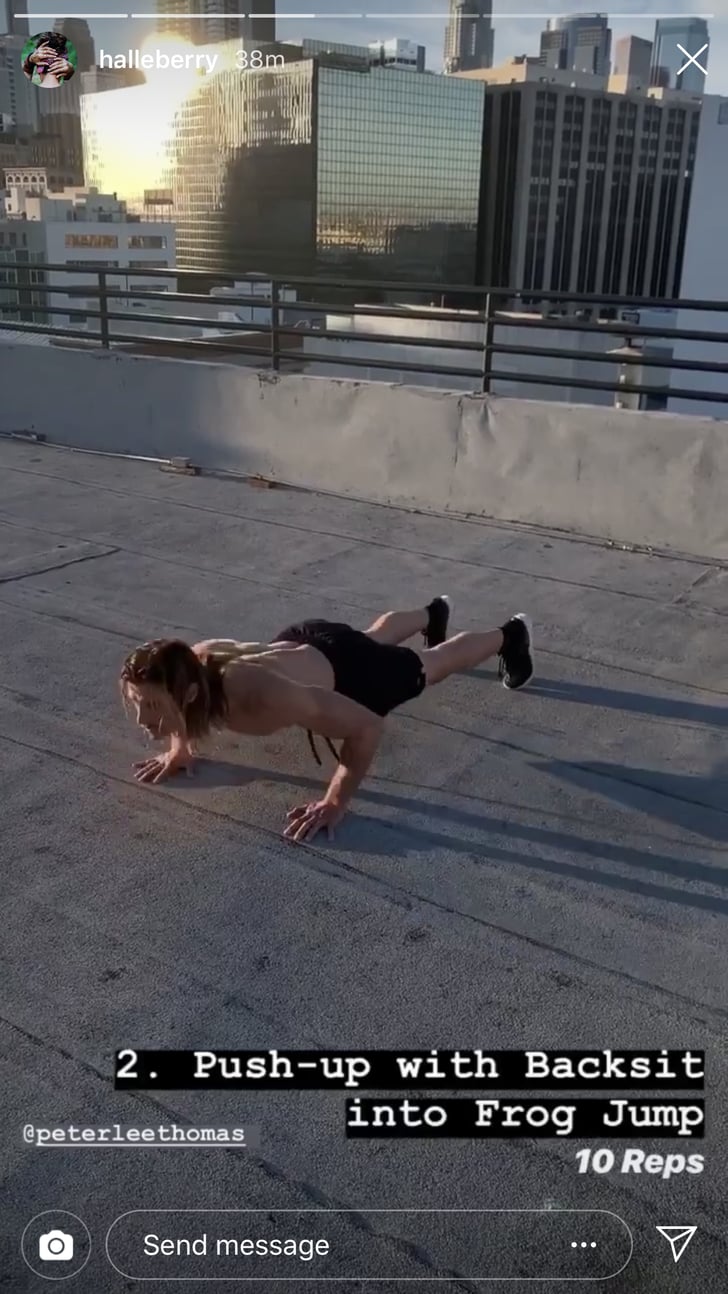 PushUp With Backsit Into a Frog Jump Halle Berry Bodyweight Workout