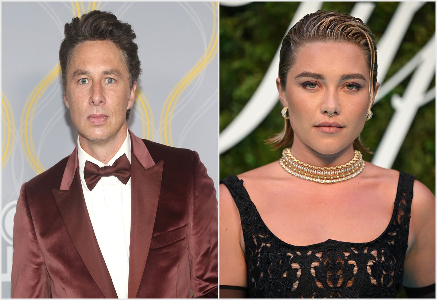 Zach Braff (left) and Florence Pugh