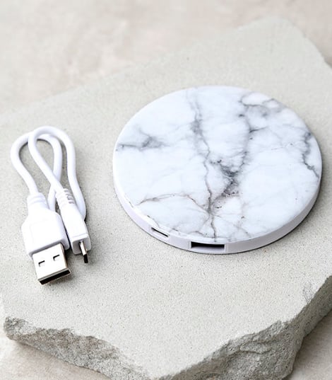 In Charge White Marble Power Charger