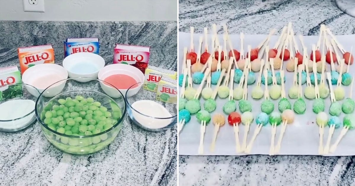 JellO Rainbow Grapes Recipe TikTok Video POPSUGAR Food