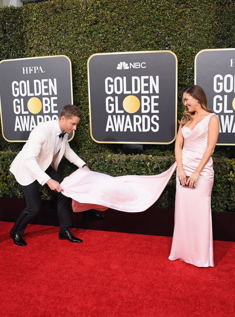 Justin Hartley and Chrishell Stause at 2019 Golden Globes