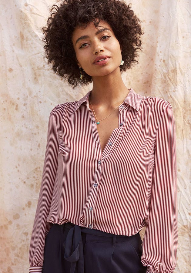 Classic Striped Button-Up Top