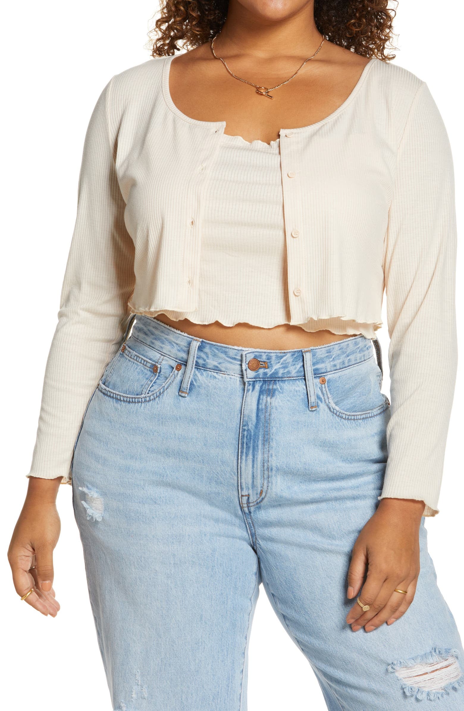 BP. Cropped Rib Cardigan \u0026 Camisole Set 