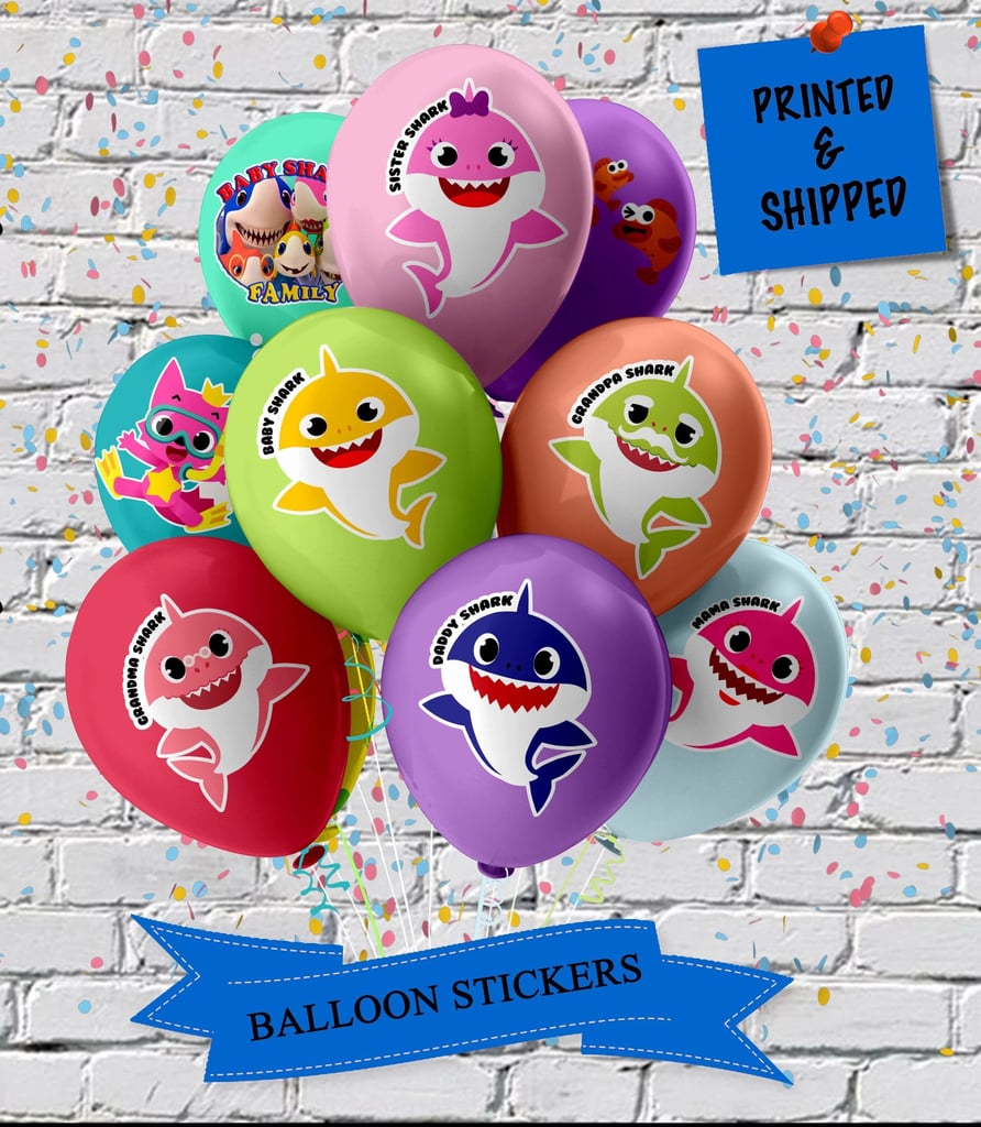 Baby Shark Balloon Labels