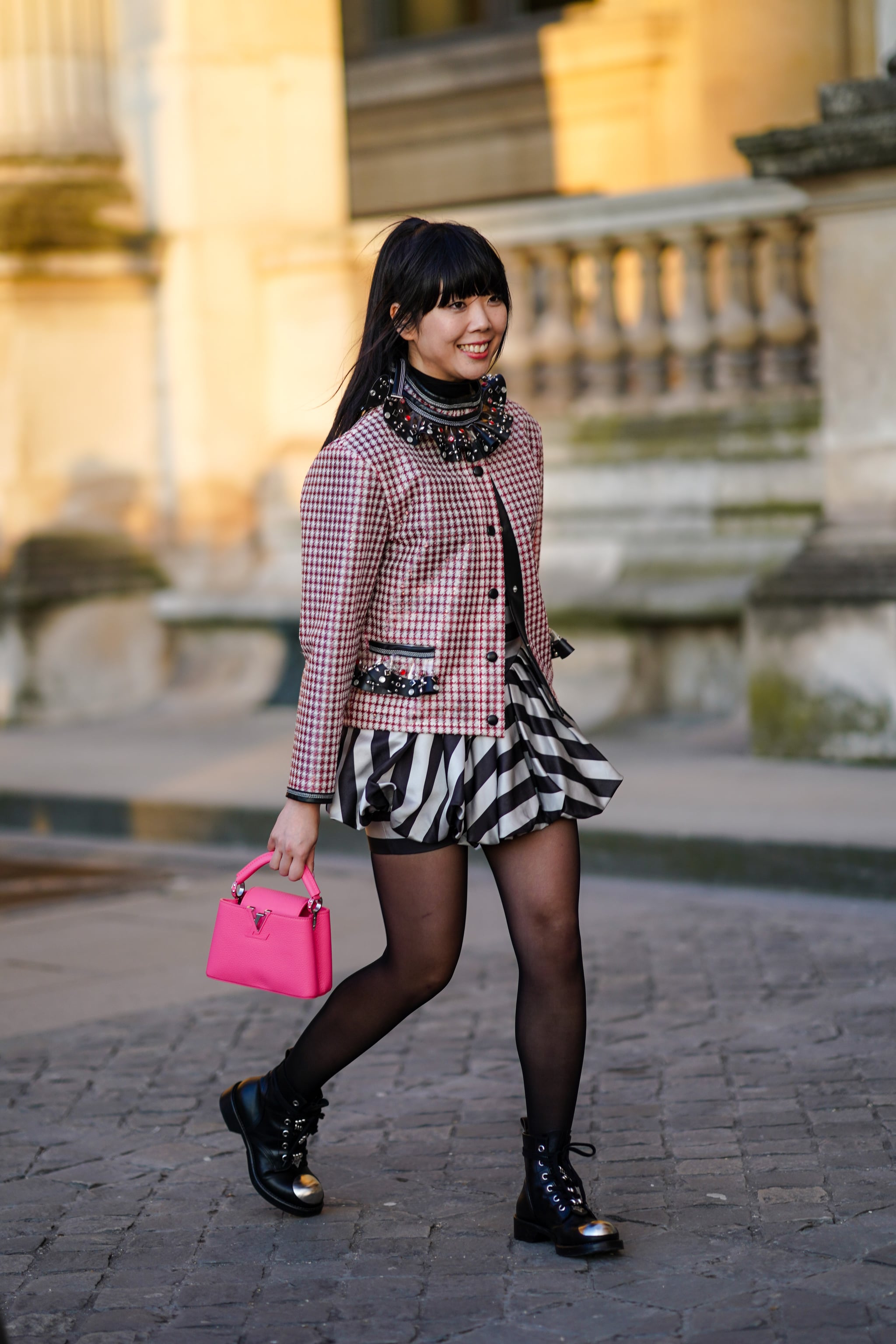 Polka dot new arrivals skirt combat boots