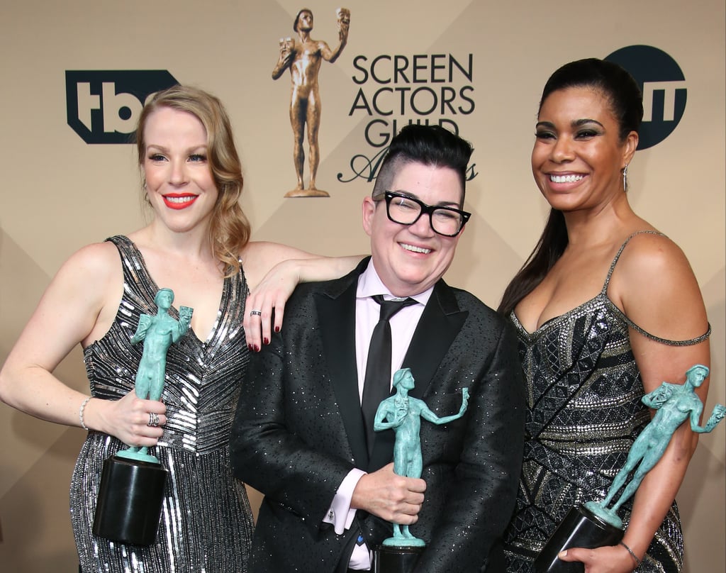 Emma Myles, Lea DeLaria, and Jessica Pimentel posed with their trophies at the 2016 SAG Awards in LA.