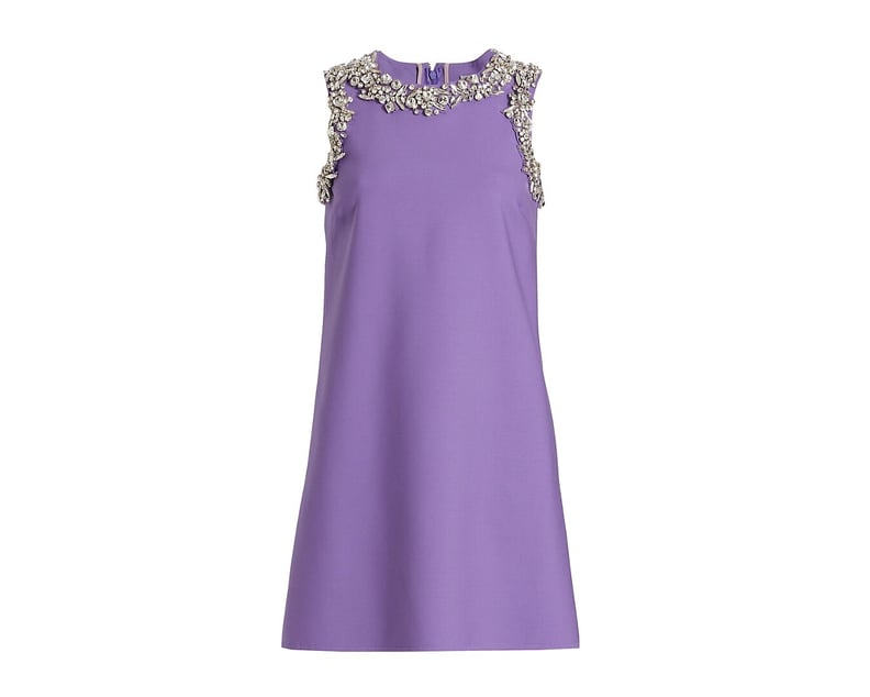 奥斯卡德拉伦塔水晶装饰连衣裙在紫晶”width=