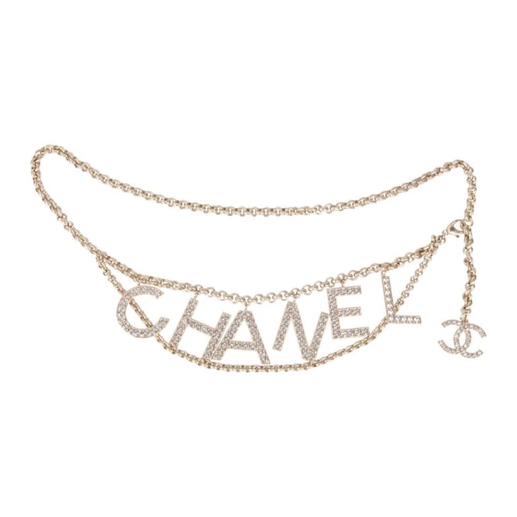 Vintage Chanel Leather Chain Link Gold Logo Charm Belt  Fashion Reloved
