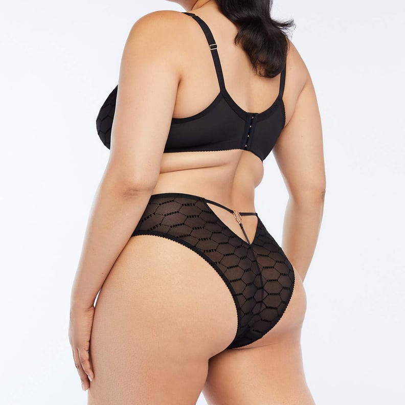 Flocked Logo Brazilian Panty in Black