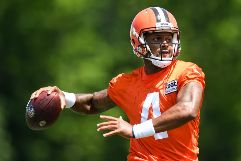 BEREA, OH - JULY 30: Deshaun Watson #4 of the Cleveland Browns throws a pass during Cleveland Browns training camp at CrossCountry Mortgage Campus on July 30, 2022 in Berea, Ohio. (Photo by Nick Cammett/Getty Images)