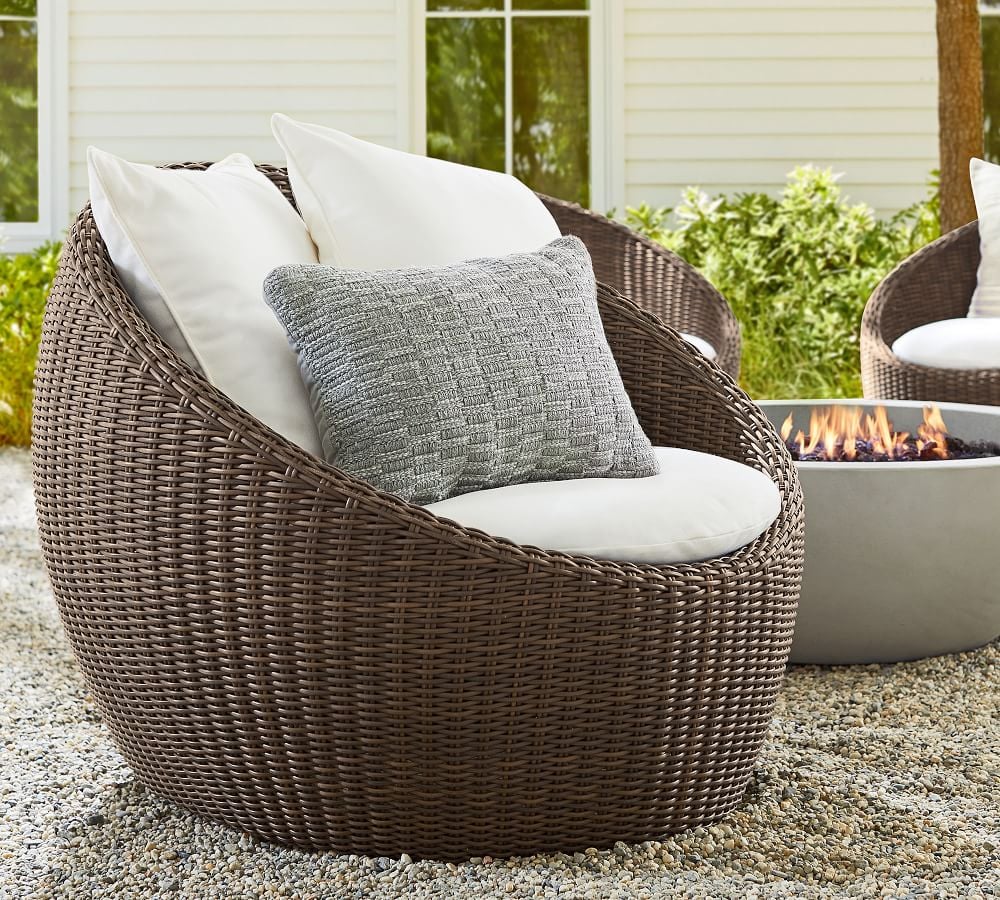 Pottery Barn Torrey All-Weather Wicker Papasan Swivel Chair