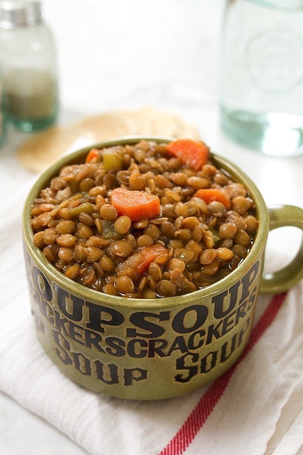 Roasted Garlic Lentil Soup