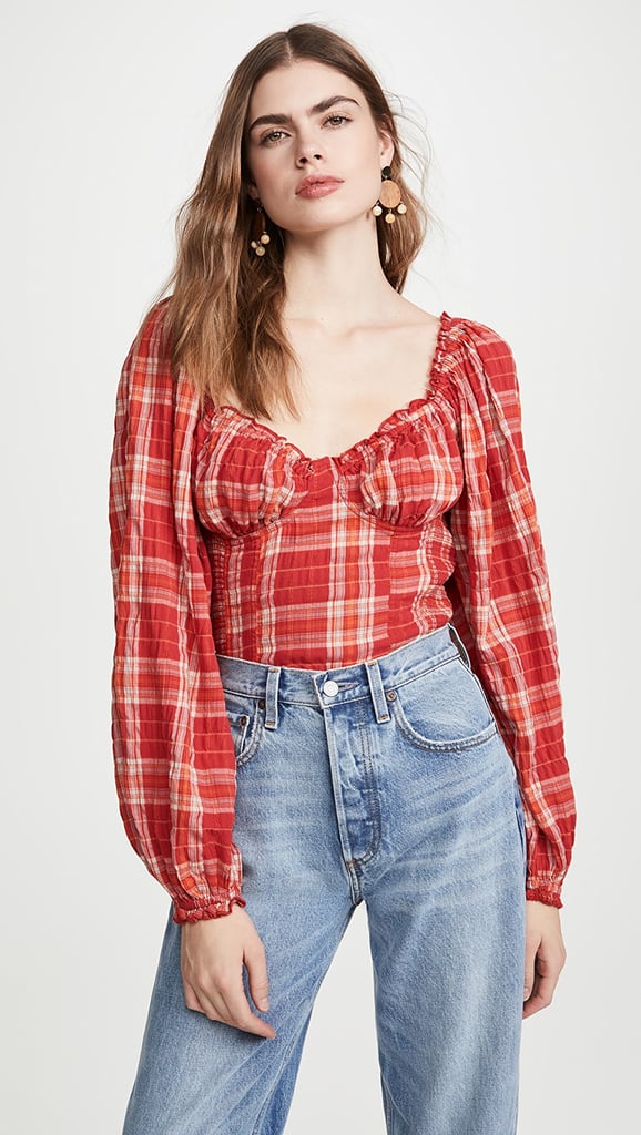 Free People Cherry Bomb Plaid Top