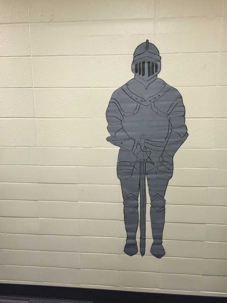 "I have a few large cut-outs of different Potter things, including this suit of armor . . ."