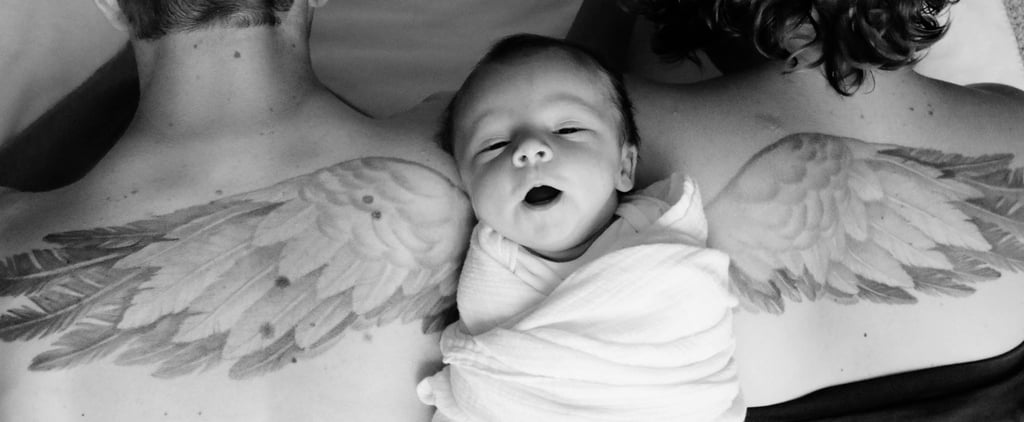 Newborn Photo Featuring Parents' Memorial Tattoos