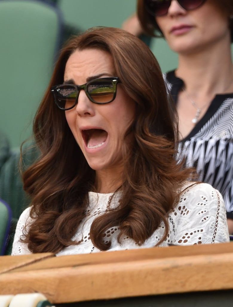 Kate Middleton had a look of shock on her face while watching a match during Wimbledon in July 2014.
