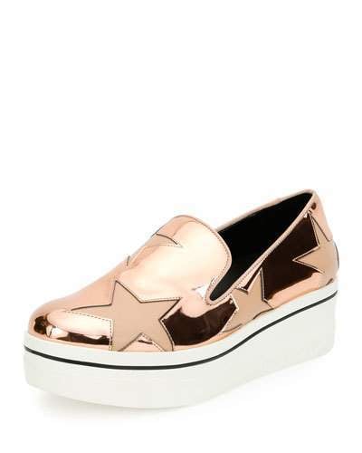 Stella McCartney Binx Metallic Star Slip-On Sneaker, Copper Tea Rose