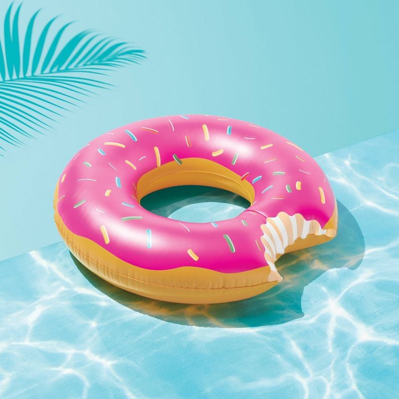 For Doughnut-Lovers: Sun Squad Strawberry Donut Pool Float Bright Pink