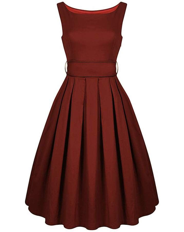 Lindy Bop Lana Burgundy Swing Dress