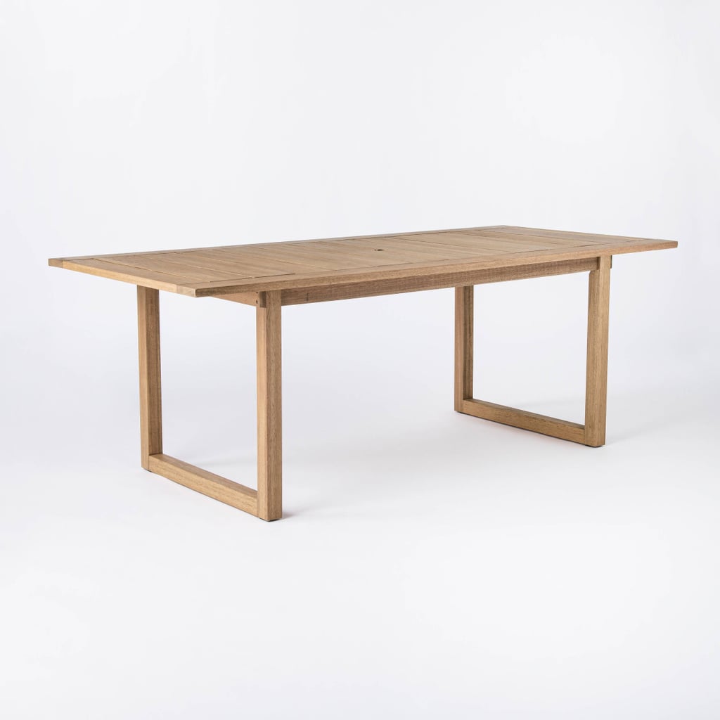 A Contemporary Table: Bluffdale Wood 6 Person Rectangle Patio Dining Table