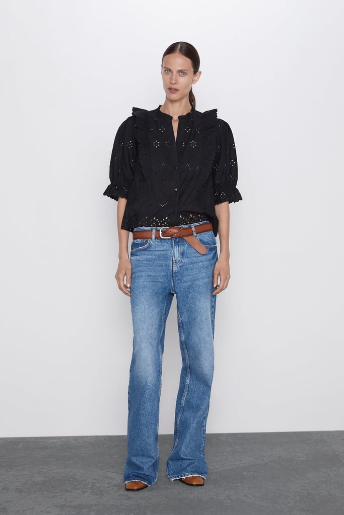 shirt dress with cutwork embroidery zara