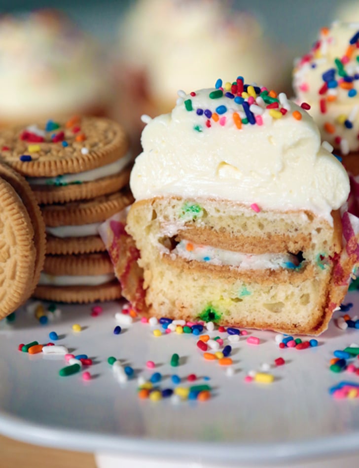 Oreo-Stuffed Funfetti Cupcakes