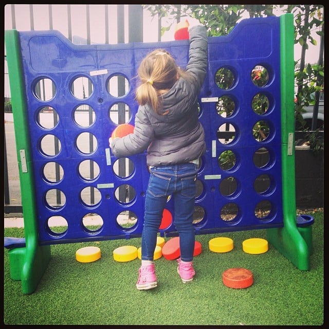 Harper Smith played with a life-size version of Connect Four.
Source: Instagram user tathiessen