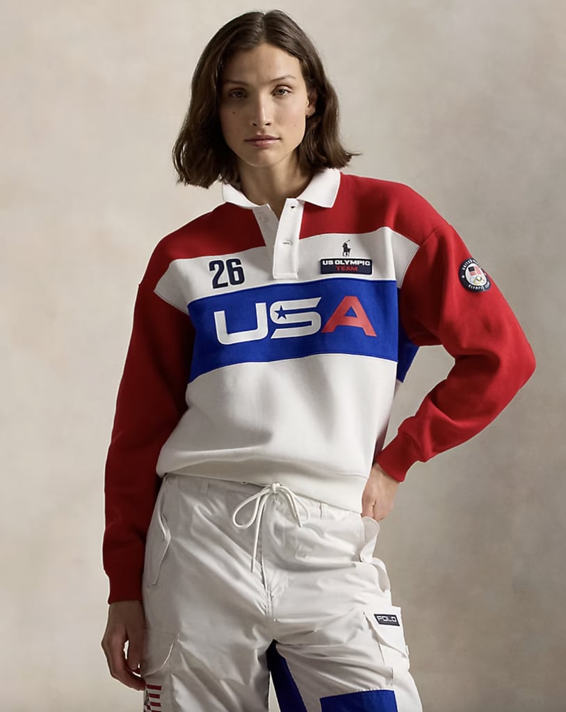 Ralph Lauren Team USA Graphic Polo-Collar Pullover ($228)
Ralph Lauren's take on Team USA merch is exactly what we hoped for: timeless and elevated. The polo collar makes it easy to dress up with trousers or keep casual with denim. It's a polished way to show your patriotic side and a great way to support your team in style.