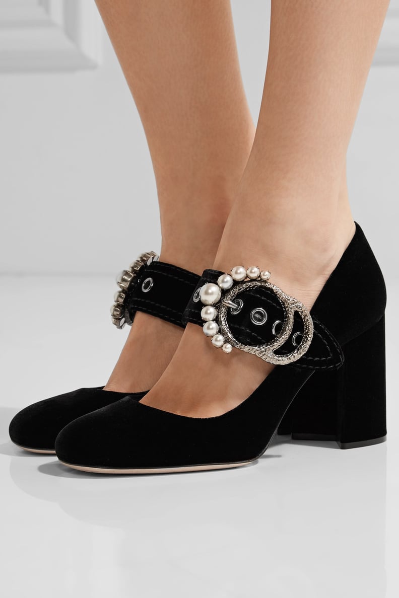 Miu Miu Embellished Velvet Pumps