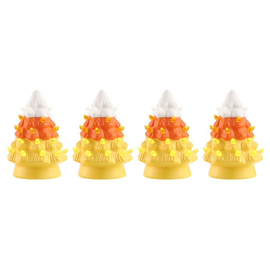 Michaels Halloween Decor: 4-Count 5.5" LED Illuminated Halloween Candy Corn Trees