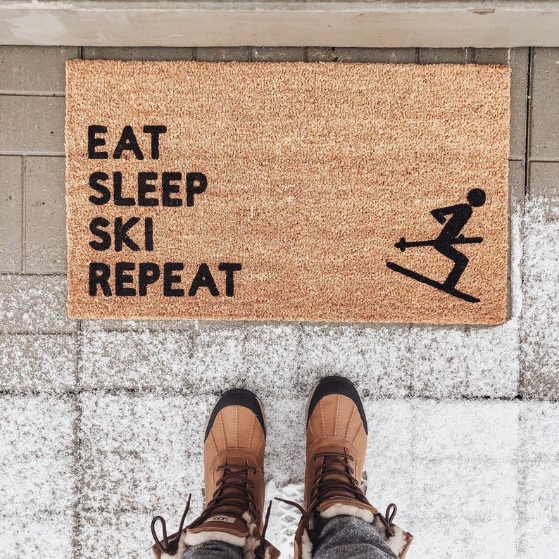 Eat Sleep Ski Repeat Doormat