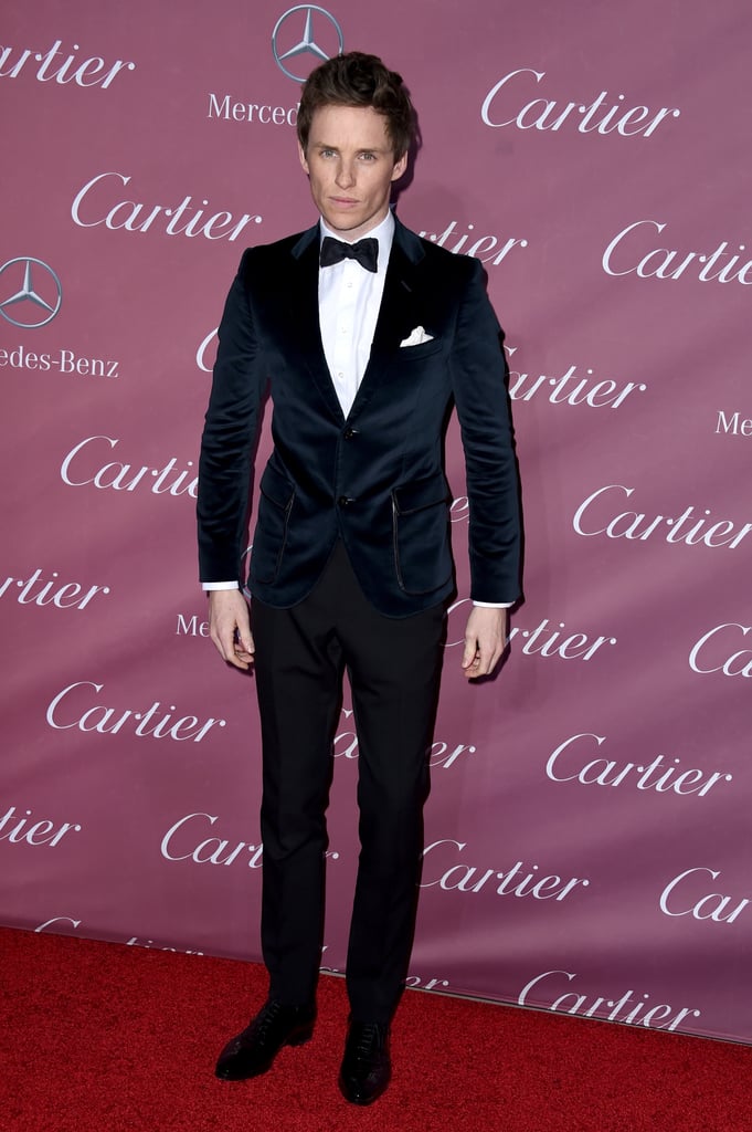 Is that velvet we spy? Yes, only Eddie could pull off a jacket as daring as this dark blue Gucci number.