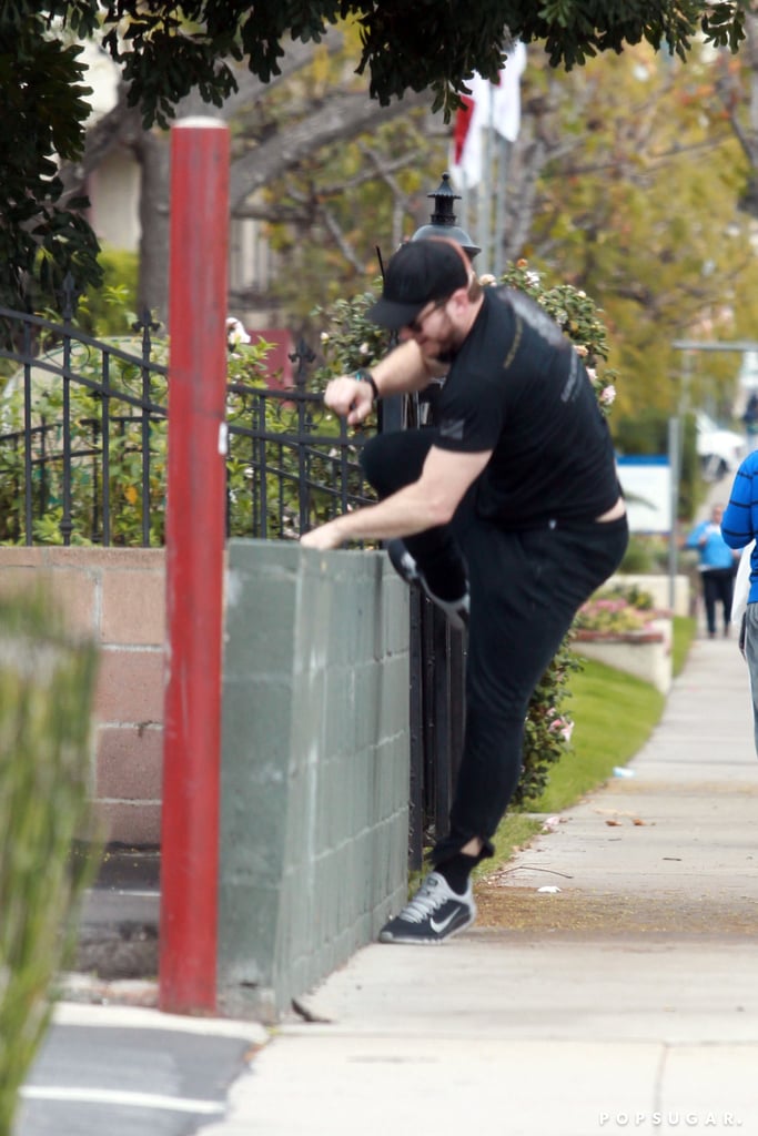 Chris Pratt Laughs After Trying to Jump Over a Wall