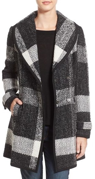 Guess Shawl Collar Plaid Coat ($180)