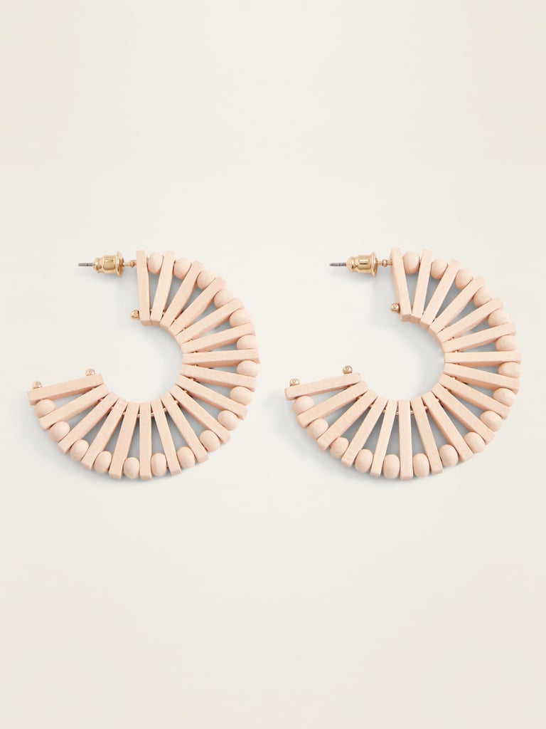 Old Navy Wood Fan Hoop Earrings