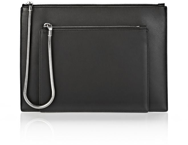 Alexander Wang Chastity Double Flat Pouch in Smooth Black With Rhodium ($425)