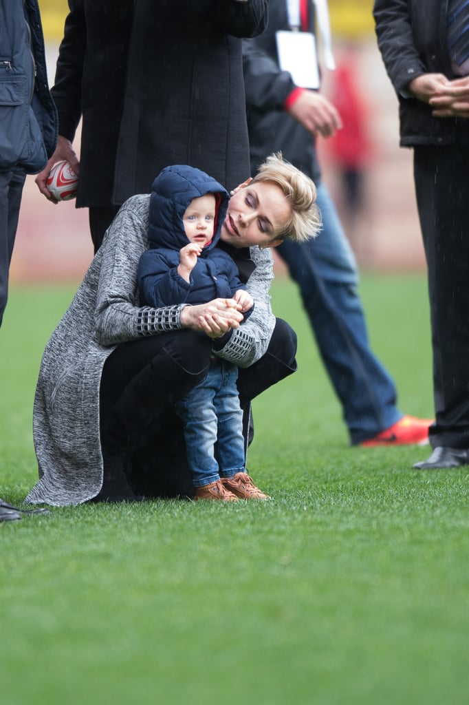 Princess Charlene of Monaco at Rugby Match With Jacques 2016