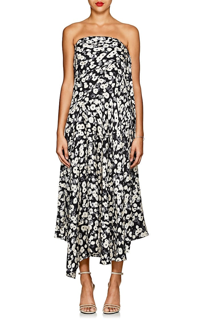 Derek Lam Floral Silk Jacquard Strapless Dress