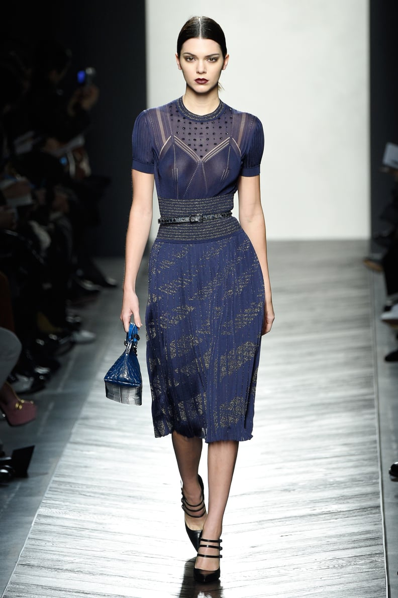 It Was a Sheer Blue Dress and Mary-Jane Shoes For the Model at Bottega Veneta