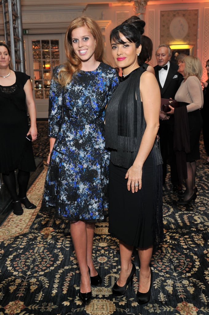 Princess Beatrice and Salma Hayek met each other in November 2012 at the British Fashion Awards in London.