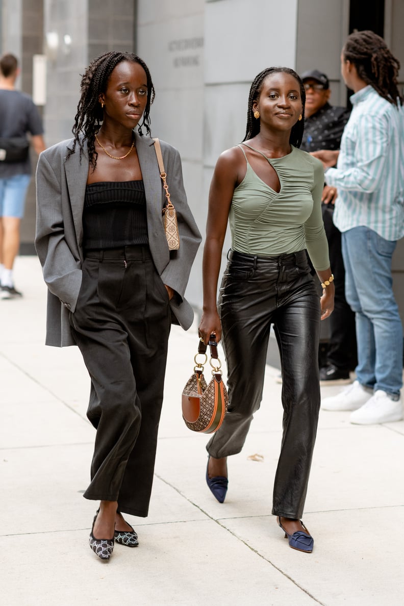 Look Back at NYFW Spring 2023 Fashion Week Street Style: Leather Trousers