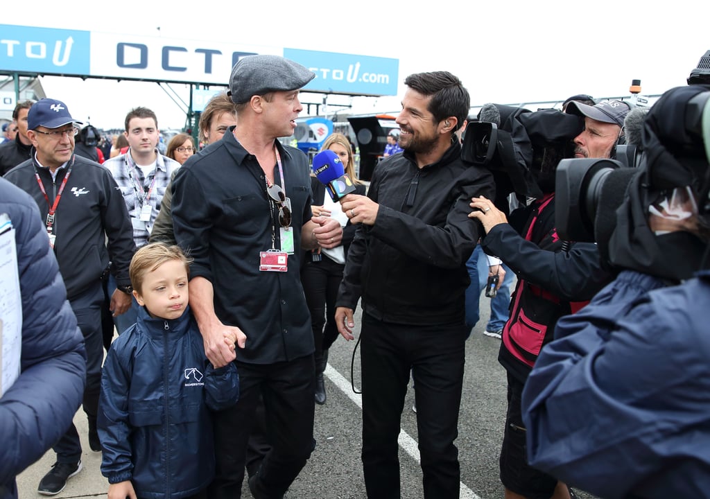 Brad Pitt and Knox at British Grand Prix 2015 Pictures