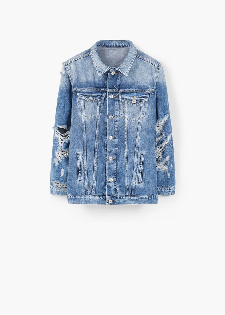 Decorative Rips Denim Jacket